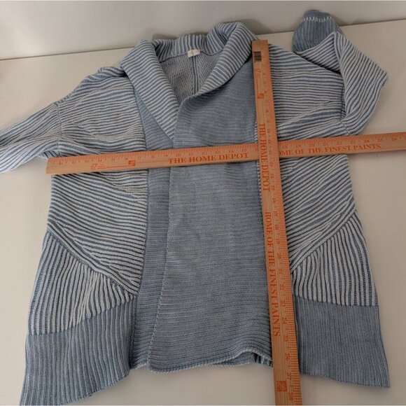 Poetry Ribbed Cardigan Womens Size 16/18 Blue 100% Cotton Open Front Sweater - Picture 8 of 10
